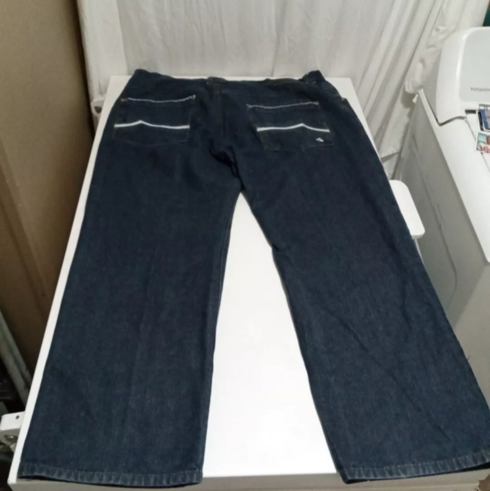 MENS ENYCE 44 34 DENIM JEANS EMBROIDERED Y2K BAGGY WIDE SKATER HIP HOP Grunge  .